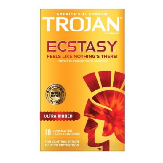 Condoms Trojan Ecstasy Ultra Ribbed Condoms With Ultrasmooth 